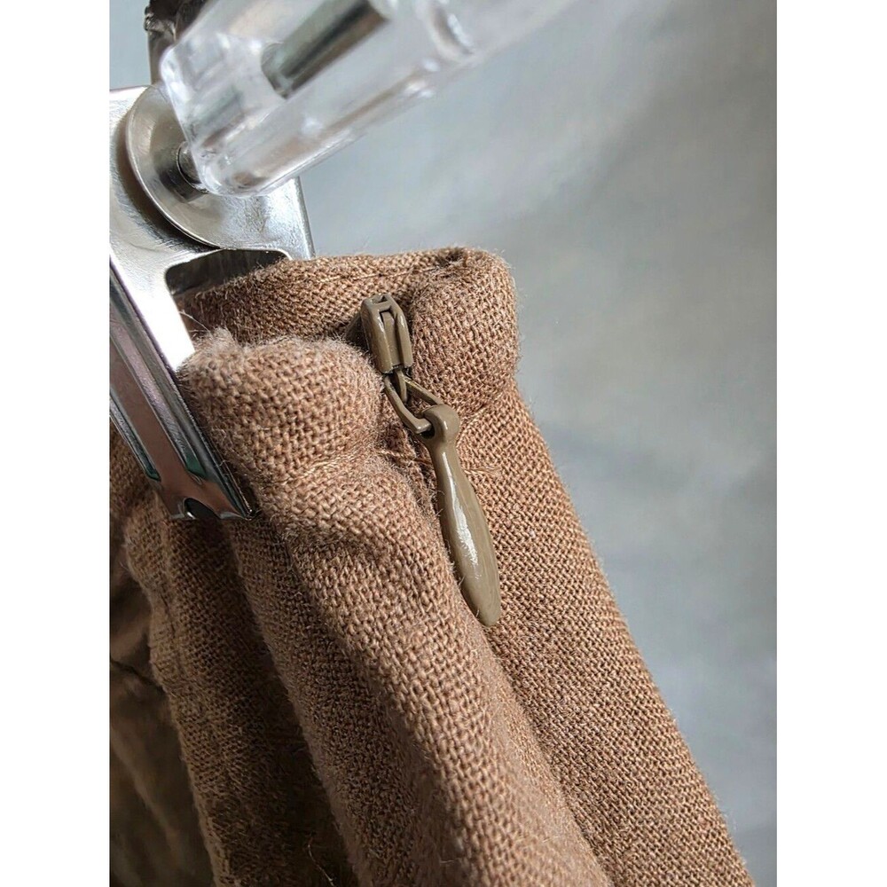 Midi Modest Brown Paneled Linen Blend Skirt Size 16 A Line - Picture 5 of 11